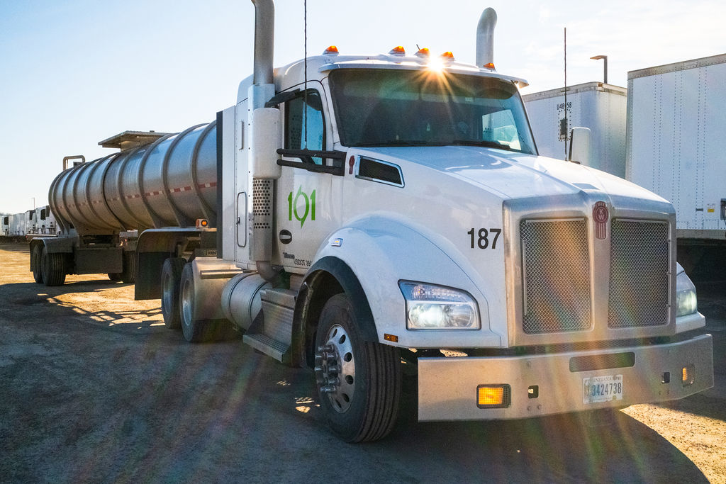 Nutrition 101 bulk liquid tanker truck transporting food and beverage byproducts